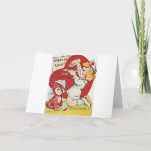 Tarjeta Festiva Enfermera vintage Valentine