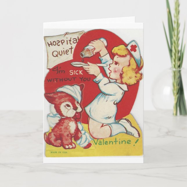 Tarjeta Festiva Enfermera vintage Valentine (Anverso)