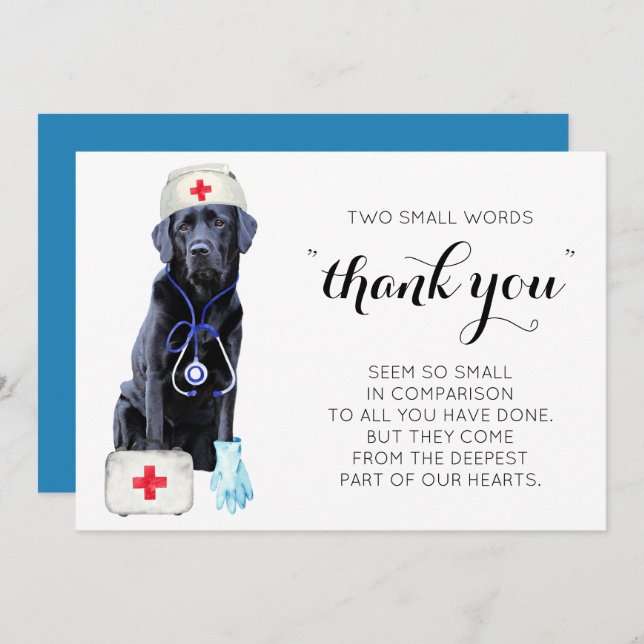 Tarjeta Festiva Enfermería Médica Cuidada Perro Gracias Semana de  (Anverso / Reverso)