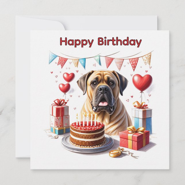 Tarjeta Festiva Englische Dogge Mastiff Birthday  (Anverso)