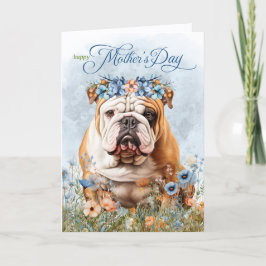 Tarjeta Festiva English Bulldog Wildflowers Mother's Day