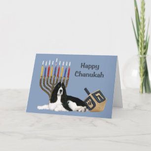 Tarjeta Festiva English Springer Spaniel Chanukah Card Menorah Dre
