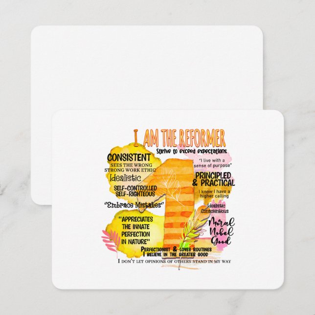 Tarjeta Festiva Enneagram Tipo 1 - Soy El Reformador (Anverso / Reverso)