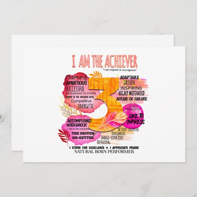 Tarjeta Festiva Enneagram Tipo 3 - Soy El Achiever (Anverso / Reverso)