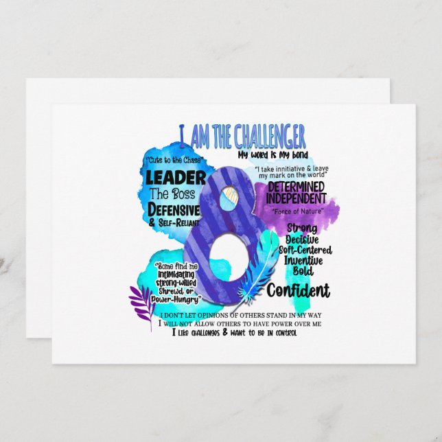 Tarjeta Festiva Enneagram Tipo 8 - Soy El Challenger (Anverso / Reverso)