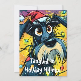 Tarjeta Festiva Enredados en travesuras navideñas