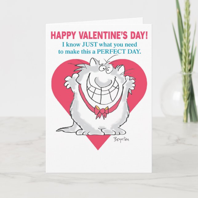 Tarjeta Festiva ENTHUSIASTIC CAT Valentines de Boynton (Anverso)