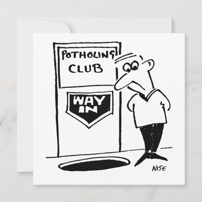 Tarjeta Festiva Entrada al Club de Potholing. Chiste de potholing (Anverso)