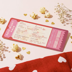 Tarjeta Festiva Entrada de Cena y Película Día de San Valentín