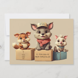 Tarjeta Festiva Entrega de animales de dibujos animados lindos y d