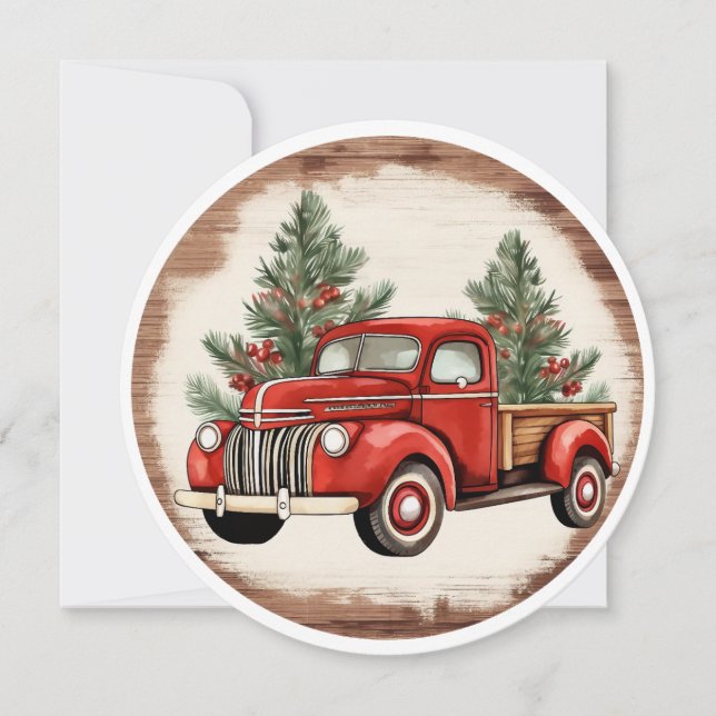 Tarjeta Festiva Entrega de árbol - Un Viejo Paseo Navideño (Anverso)