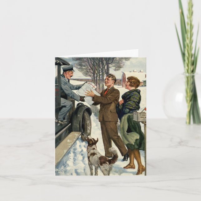 Tarjeta Festiva Entrega de Mailman, Navidades victorianos de época (Anverso)