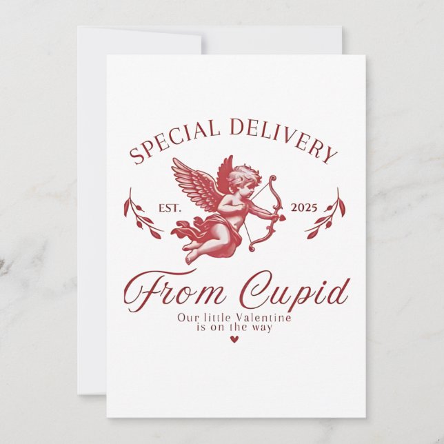 Tarjeta Festiva Entrega especial de Cupido, embarazada Valentine (Anverso)