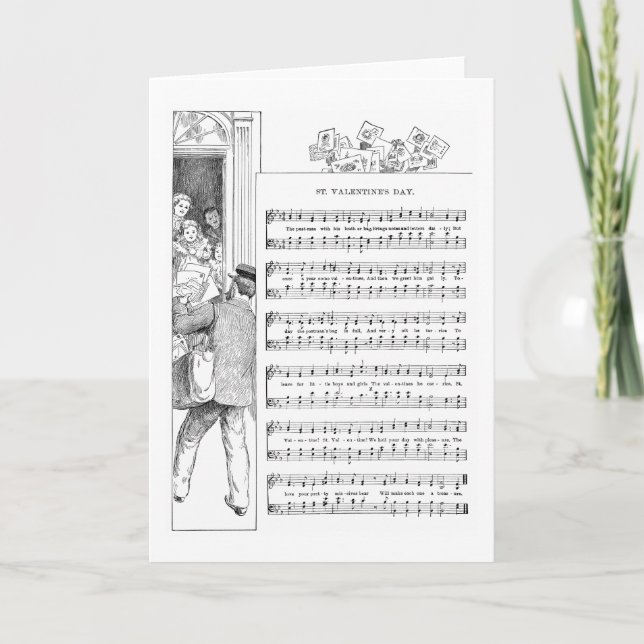 Tarjeta Festiva Entregando música y canción de San Valentín (Anverso)