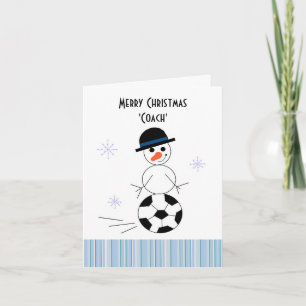 Tarjeta Festiva Entrenador de fútbol de muñeco de nieve