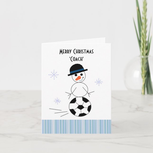 Tarjeta Festiva Entrenador de fútbol de Snowman (Anverso)