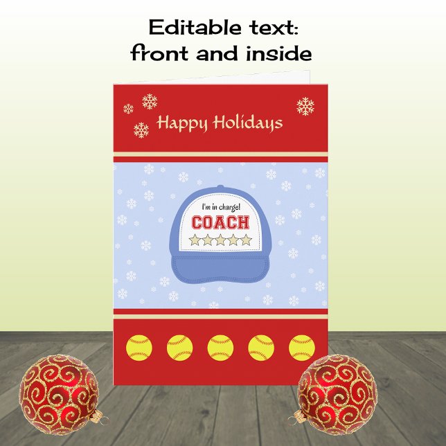 Tarjeta Festiva Entrenador de softbol navidades vacaciones persona (Subido por el creador)