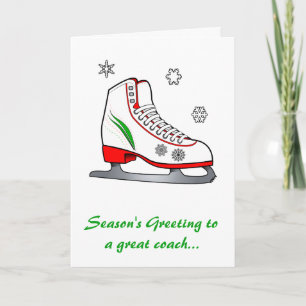 Tarjeta Festiva Entrenador Felices Fiestas con Hielo Skate