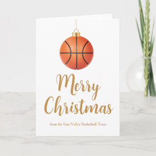 Tarjeta Festiva Entrenador Personalizado de Baloncesto Navideño