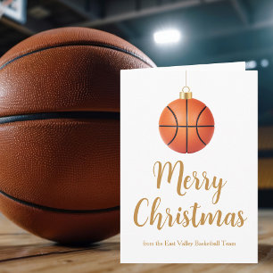 Tarjeta Festiva Entrenador Personalizado de Baloncesto Navideño