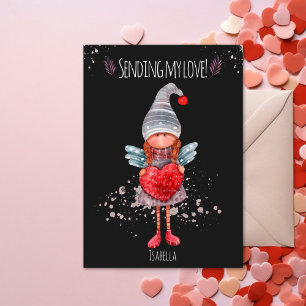 Tarjeta Festiva Enviando a mi dama de amor Gnome con Heart Valenti