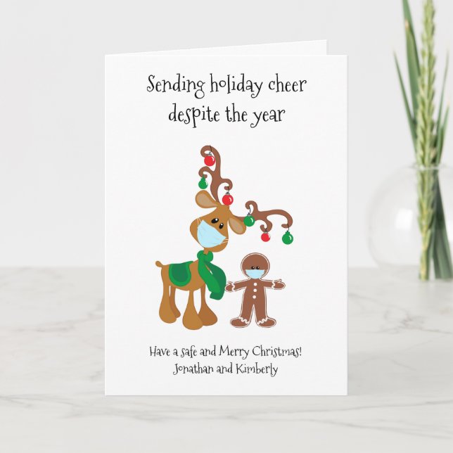 Tarjeta Festiva Enviando alegría por vacaciones a pesar del año 20 (Anverso)