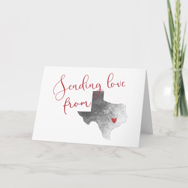 Tarjeta Festiva Enviando Amor Desde Texas - Día de San Valentín (Anverso)