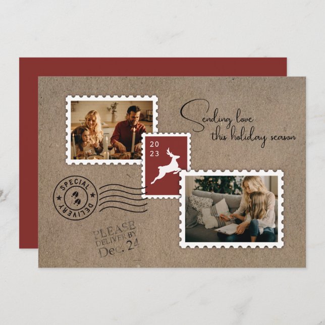 Tarjeta Festiva Enviando dos fotos de amor (Anverso / Reverso)