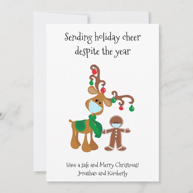 Tarjeta Festiva Enviando máscara de la cara de reno de feriado Che (Anverso)