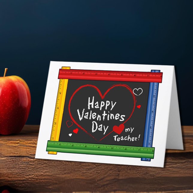 Tarjeta Festiva ¡Envíe sus saludos del Día de San Valentín de prof (Celebrate your Teacher, Happy Valentine's Day!  Love My Teacher!)