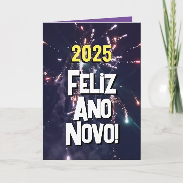 Tarjeta Festiva Envío del año nuevo portugués 2025 a través de la  (Anverso)
