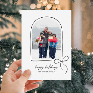 Tarjeta Festiva Envuelto con amor Black Bow Arch Felices Fiestas
