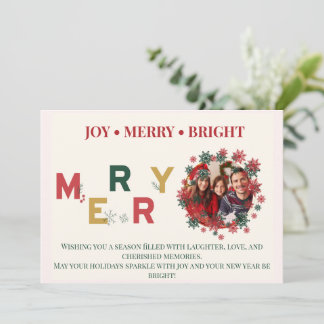 Tarjeta Festiva Envuelto en Alegría Atado con Foto de Feliz Navida