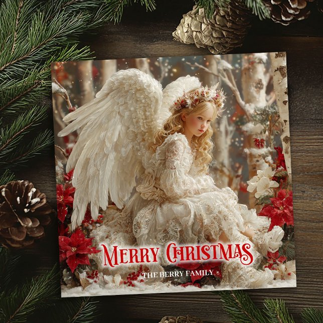 Tarjeta Festiva Epic Victorian angel red and gold fantasy greeting (Epic Victorian angel red and gold fantasy greeting card

)