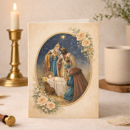 Tarjeta Festiva Epifanía Religiosa Oración de los Tres Reyes Jesús