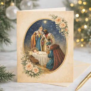 Tarjeta Festiva Epifanía Religiosa Tres Reyes Oración Jesús