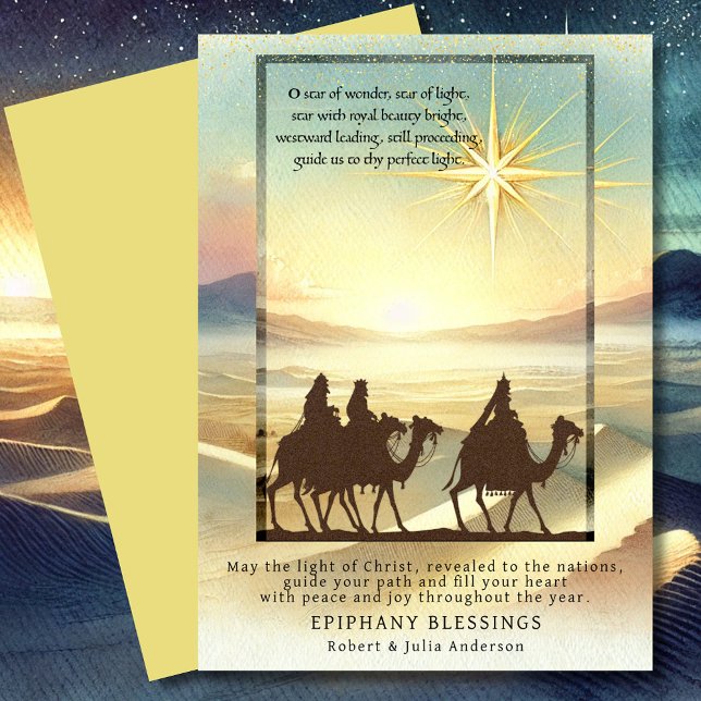 Tarjeta Festiva Epifanía: Tres sabios sabios estrella de Belén (Subido por el creador)