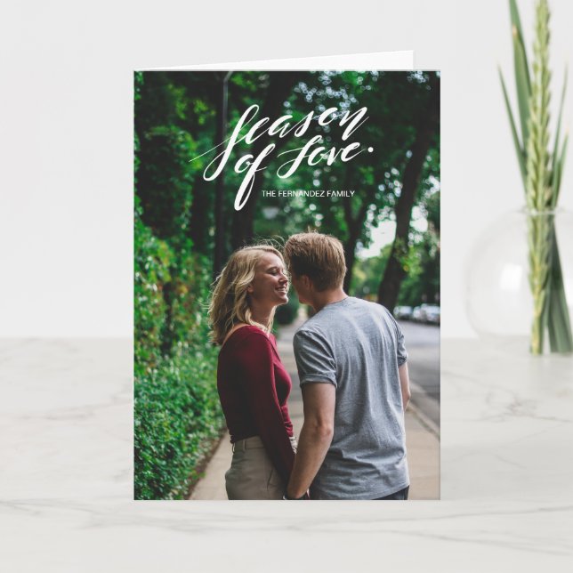 Tarjeta Festiva época de escritura a mano de amor (Anverso)