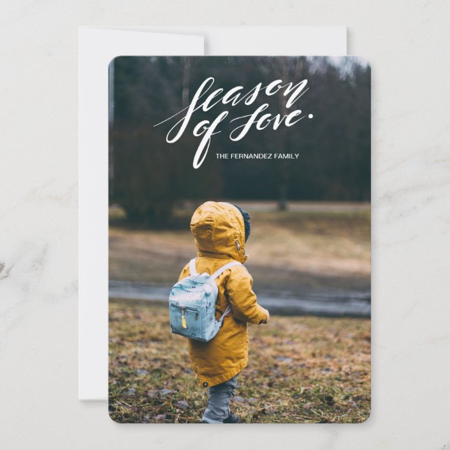 Tarjeta Festiva época de escritura a mano de amor (Anverso)