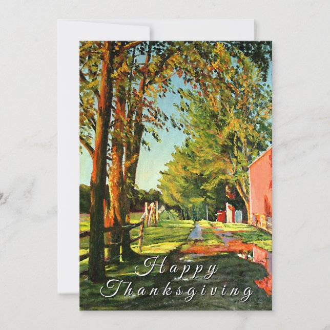 Tarjeta Festiva Equestrian Horse Barn Bright Reds Greens Yellows (Anverso)