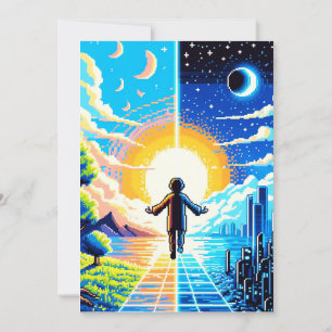 Tarjeta Festiva Equilibrio de mundos - Futurista tecnología de art