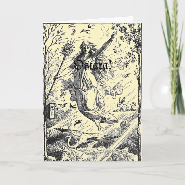 Tarjeta Festiva Equinoccio de primavera de Ostara (Anverso)