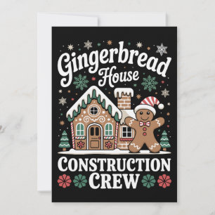 Tarjeta Festiva Equipo de Construcción de Casa de Pan de Jengibre