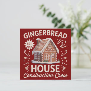 Tarjeta Festiva Equipo de Construcción de Casa de Pan de Jengibre 