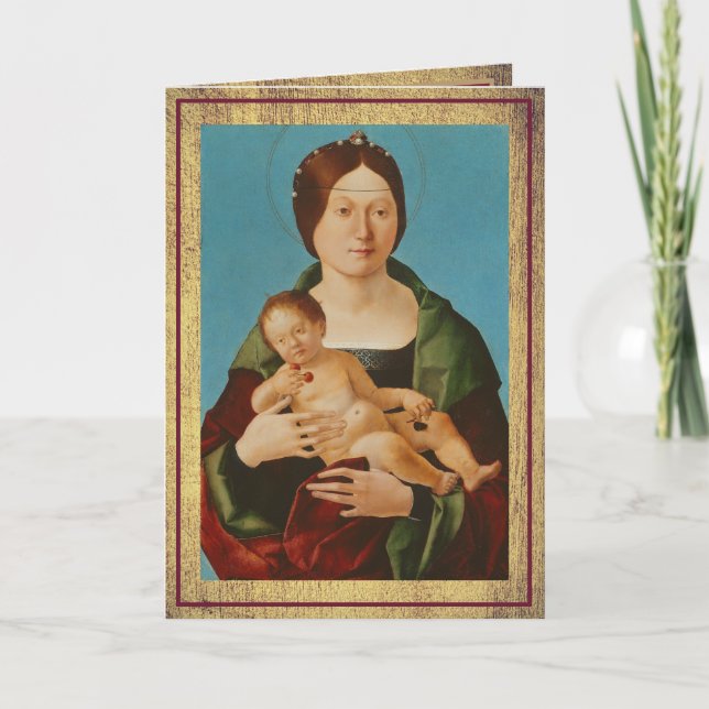 Tarjeta Festiva Ercole de'Roberti - Virgen e Niño (Anverso)