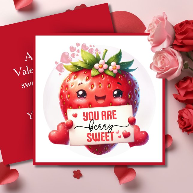 Tarjeta Festiva Eres Berry Sweet El día de San Valentín Pun Person (You Are Berry Sweet Valentine's Day Pun Custom Holiday Card. Add your name & a special message!)