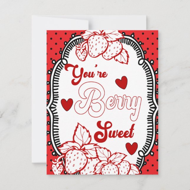 Tarjeta Festiva Eres Berry Sweet, Strawberry, gracias (Anverso)