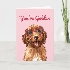 Tarjeta Festiva Eres Cachorro Dorado Acuarela Día de San Valentín
