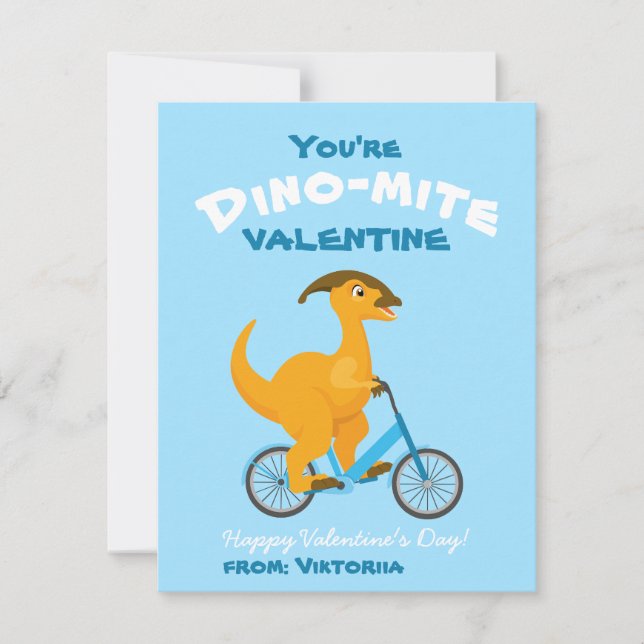 Tarjeta Festiva ¡Eres Dino-mite! Día de San Valentín de dinosaurio (Anverso)