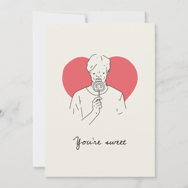 Tarjeta Festiva Eres Dulce – Amor de Piruleta (Anverso)